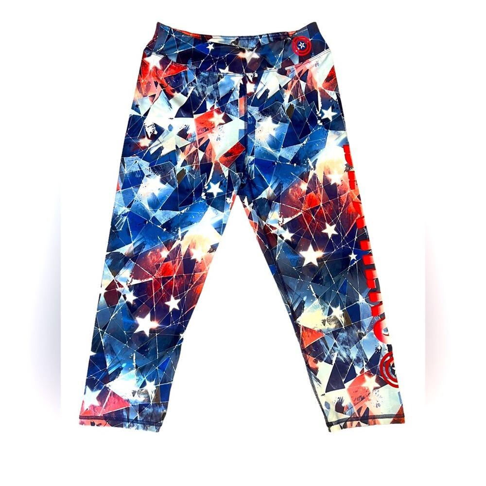 MARVEL Her Universe Captain America Graphic Capri Leggings SZ L Juniors